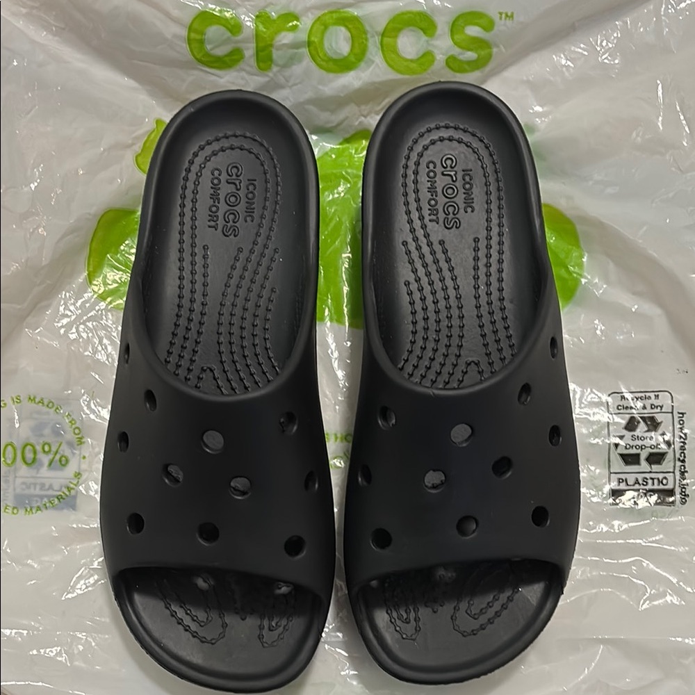 CROCS Black Sandals Lightweight Slip-On Design